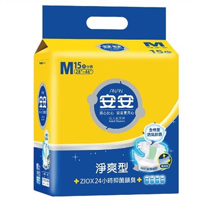 安安淨爽型成人紙尿褲M號/15片X6包