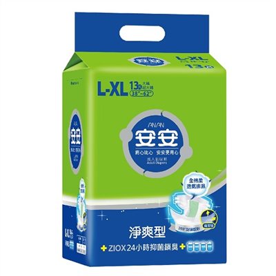 安安淨爽型成人紙尿褲L號/13片X6包