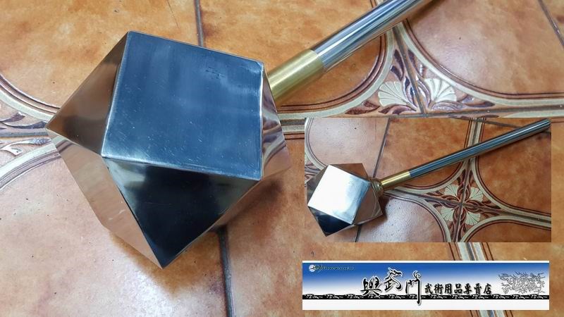 陸製不銹鈞空心表演方型雙錘,傳統武術宋江陣奇兵器械