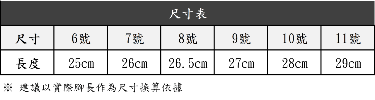 牛頭牌 拿撒勒夾拖的尺寸對照表
