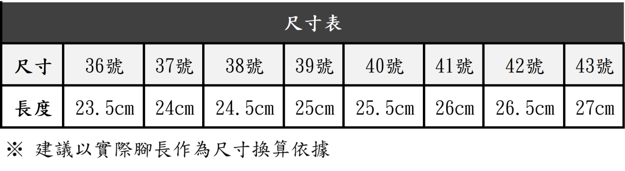 工作鞋尺寸