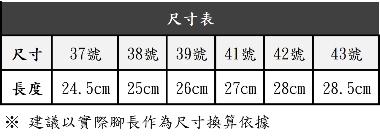 氣墊拖鞋的尺寸對照表